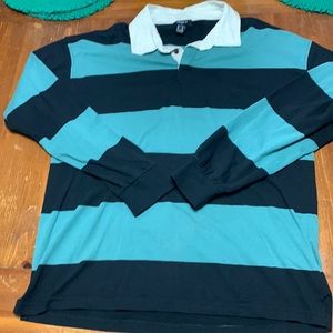 Striped long sleeve polo